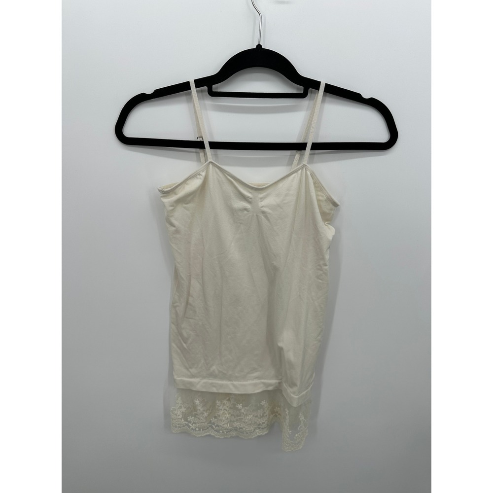 Y2K Festival Ivory Lace Trim Camisole Tank Top Layer Fairy Grunge Coquette M/L